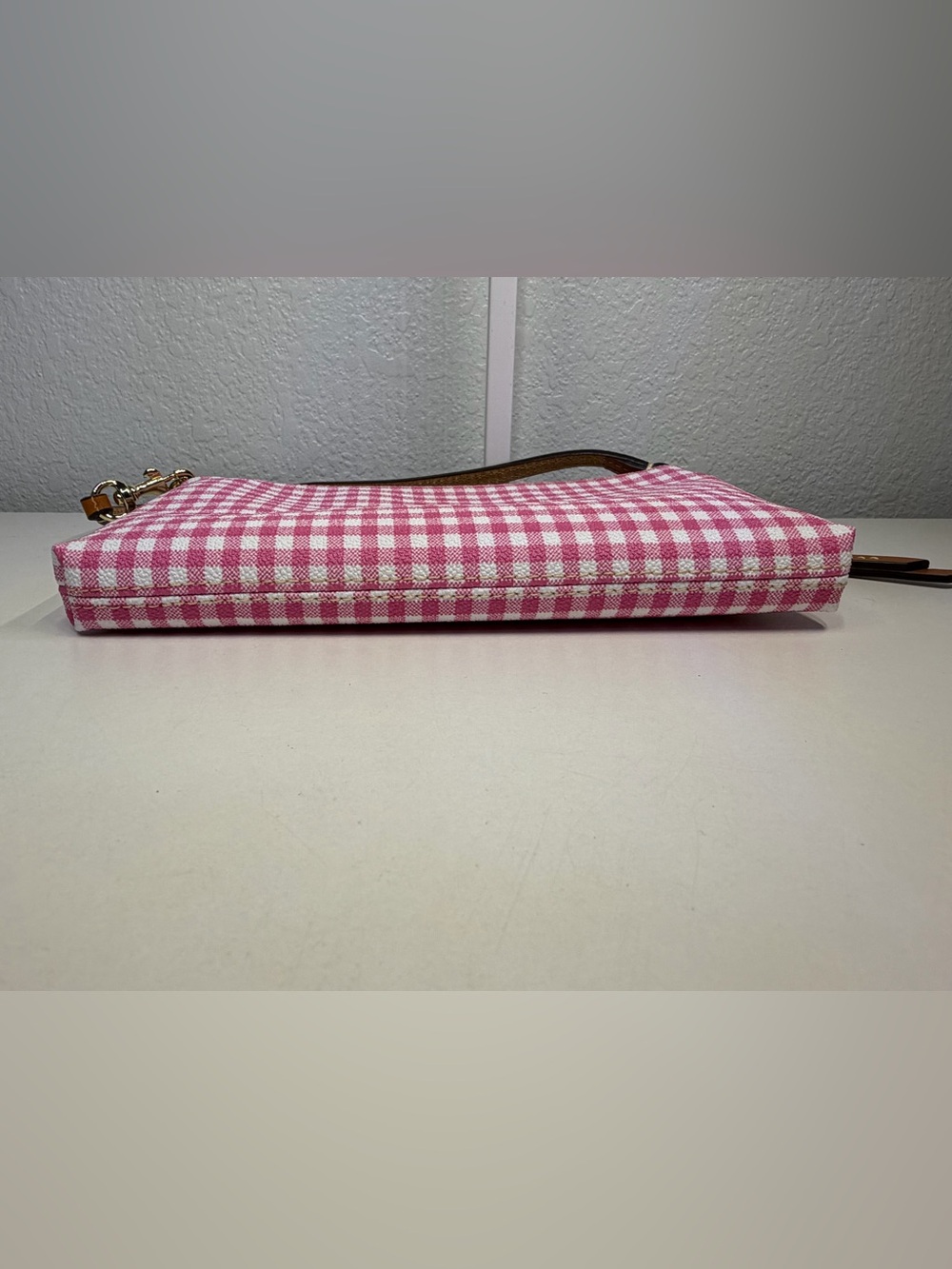 NWOT Dooney & Bourke Pink Gingham Wristlet Clutch Shoulder Bag - Picture 7 of 10